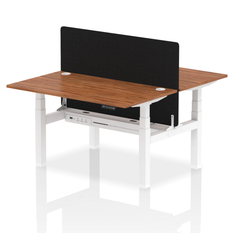Brisk Back-to-Back Height Adjustable Bench Desk - 2 Person with Black Straight Screen - Image 39
