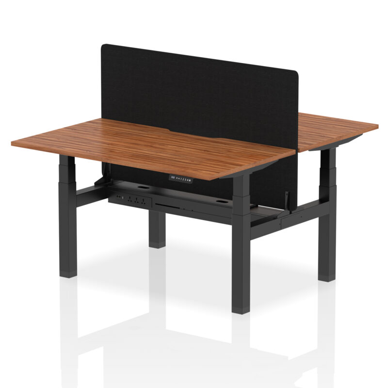 Brisk Back-to-Back Scalloped Edge Height Adjustable Bench Desk - 2 Person with Black Straight Screen - Image 31