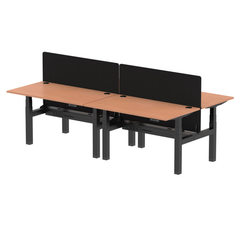 Brisk Back-to-Back Height Adjustable Bench Desk - 4 Person with Black Straight Screen - Image 22