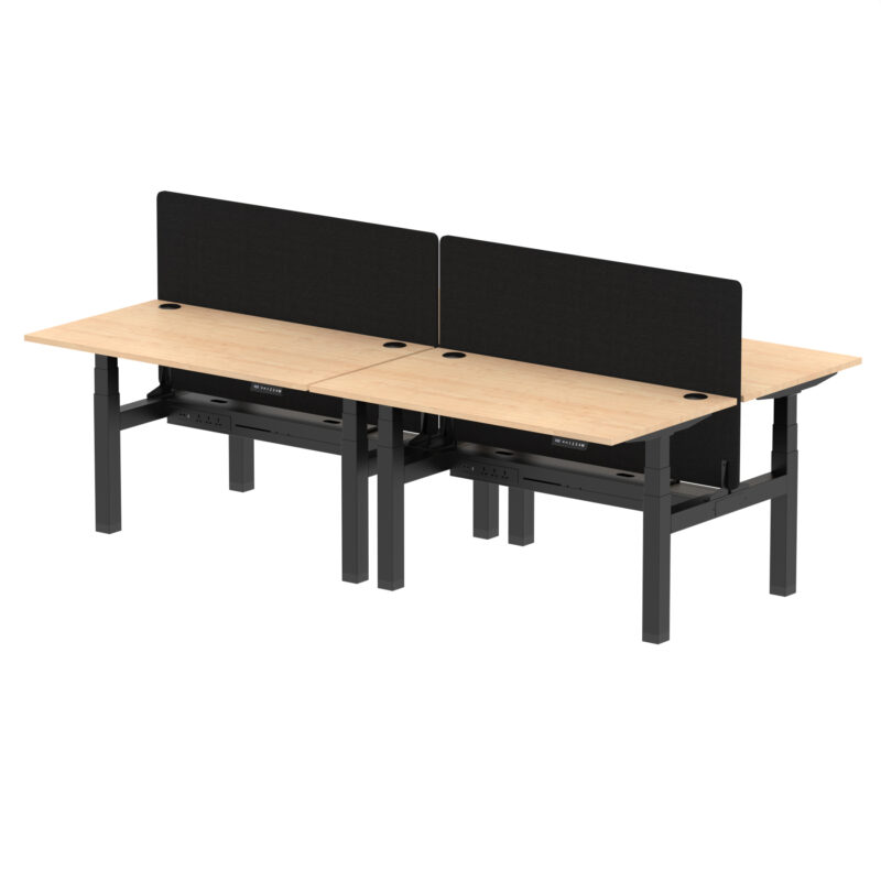 Brisk Back-to-Back Height Adjustable Bench Desk - 4 Person with Black Straight Screen - Image 31