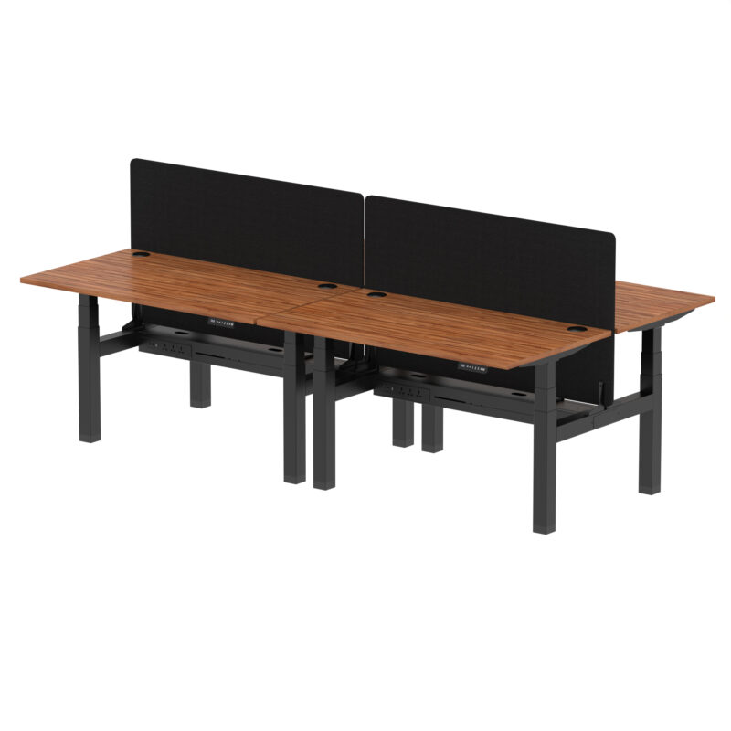 Brisk Back-to-Back Height Adjustable Bench Desk - 4 Person with Black Straight Screen - Image 37