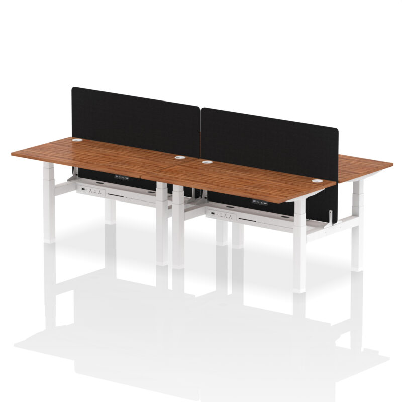 Brisk Back-to-Back Height Adjustable Bench Desk - 4 Person with Black Straight Screen - Image 39