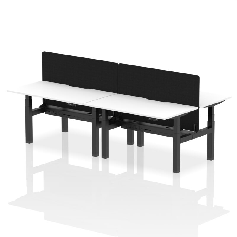 Brisk Back-to-Back Scalloped Edge Height Adjustable Bench Desk - 4 Person with Black Straight Screen - Image 34