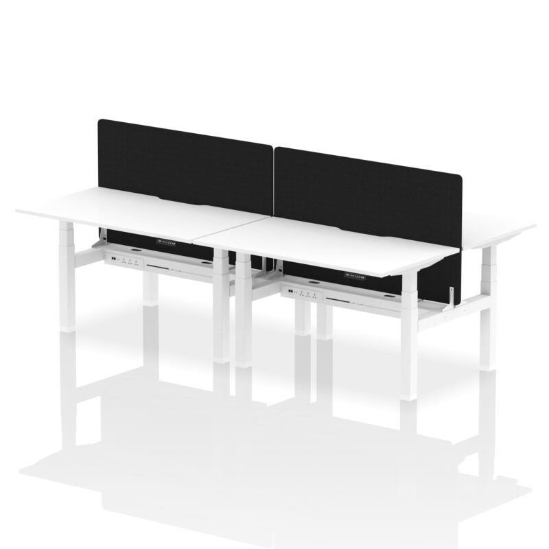 Brisk Back-to-Back Scalloped Edge Height Adjustable Bench Desk - 4 Person with Black Straight Screen - Image 36