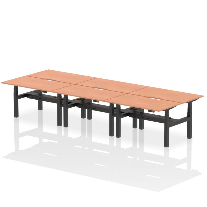 Brisk Back-to-Back Scalloped Edge Height Adjustable Bench Desk - 6 Person - Image 19