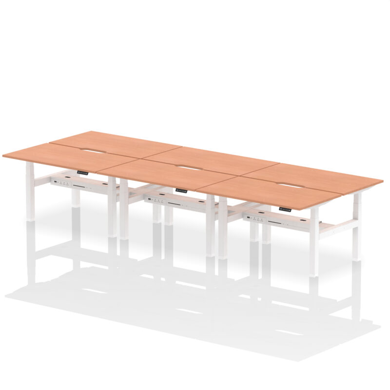 Brisk Back-to-Back Scalloped Edge Height Adjustable Bench Desk - 6 Person - Image 21