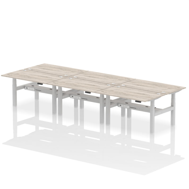 Brisk Back-to-Back Height Adjustable Bench Desk - 6 Person - Image 29
