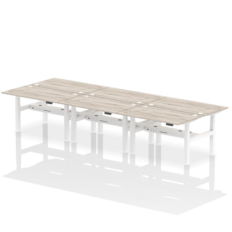 Brisk Back-to-Back Height Adjustable Bench Desk - 6 Person - Image 30