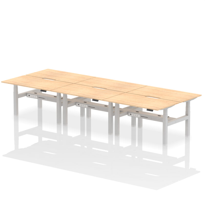 Brisk Back-to-Back Scalloped Edge Height Adjustable Bench Desk - 6 Person - Image 26