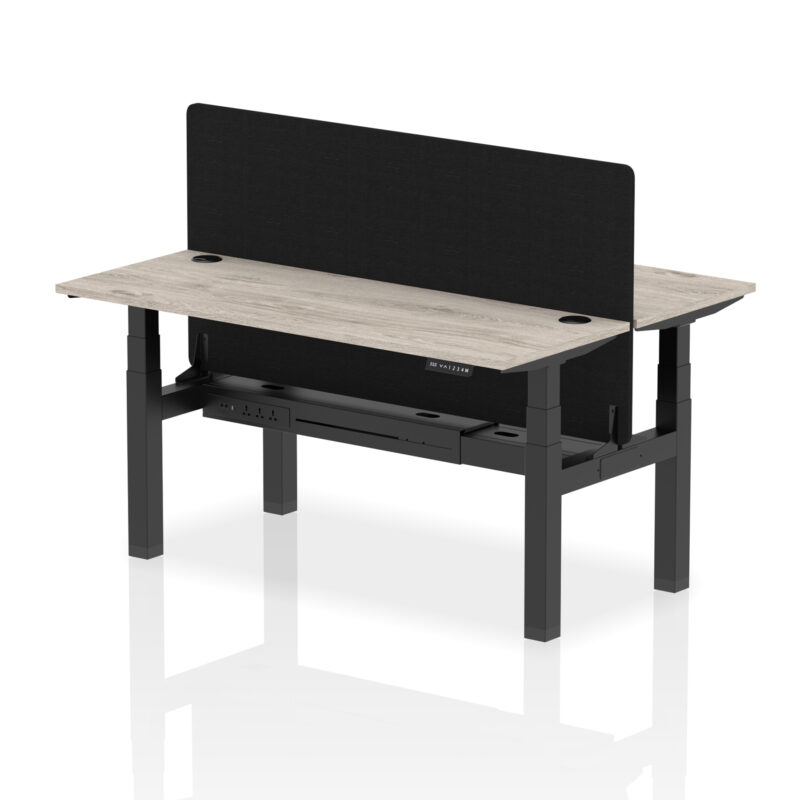 Brisk Back-to-Back Slimline Height Adjustable Bench Desk - 2 Person with Black Straight Screen - Image 49