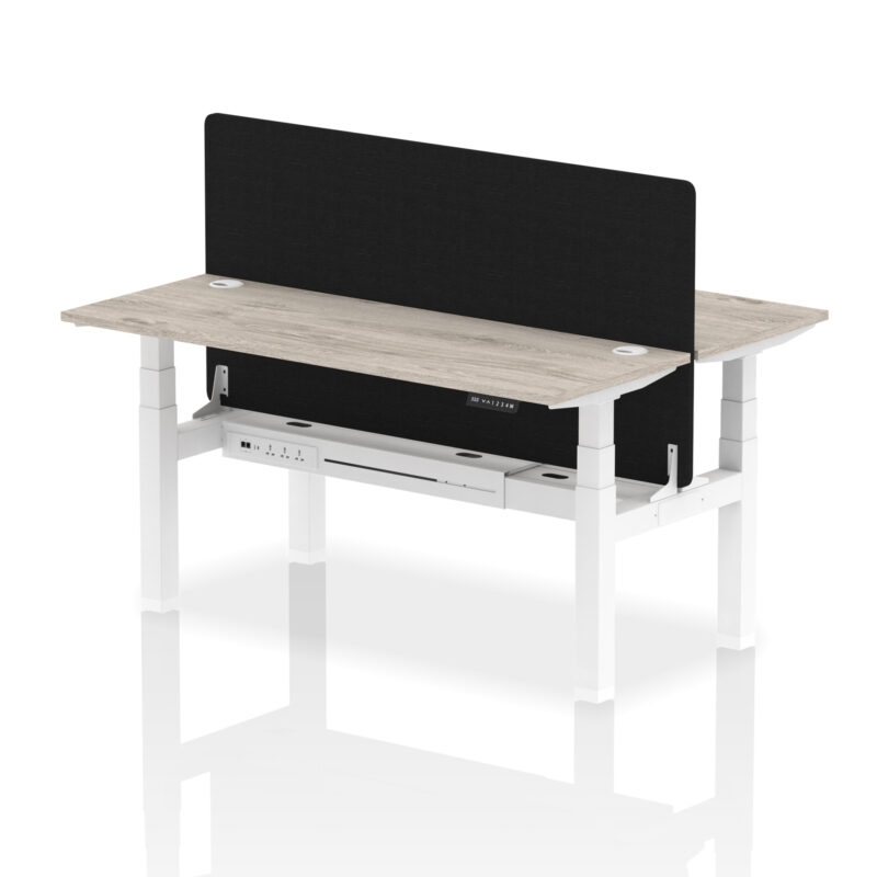 Brisk Back-to-Back Slimline Height Adjustable Bench Desk - 2 Person with Black Straight Screen - Image 51