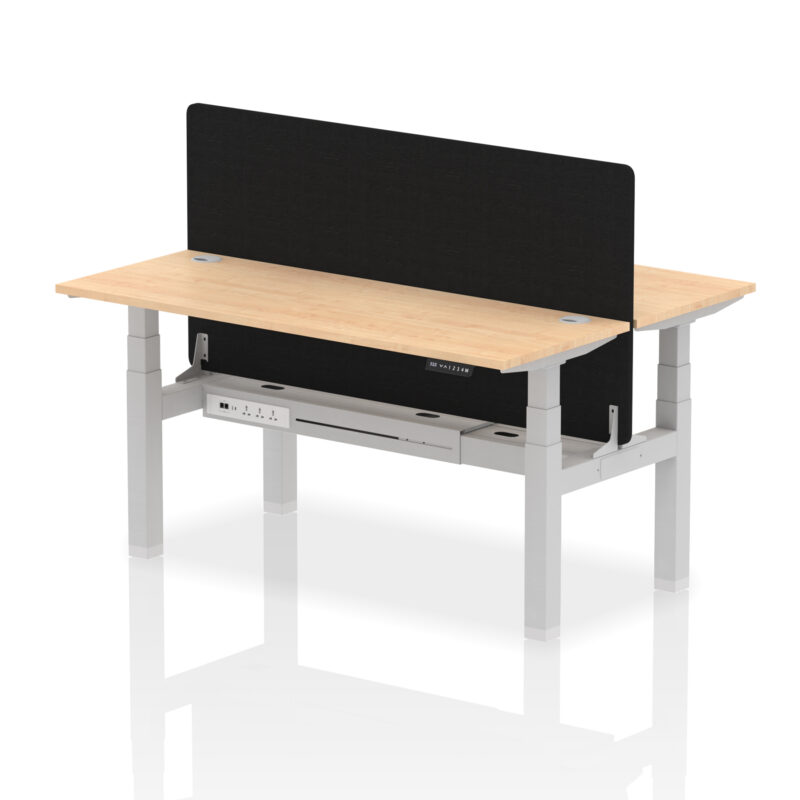 Brisk Back-to-Back Slimline Height Adjustable Bench Desk - 2 Person with Black Straight Screen - Image 53