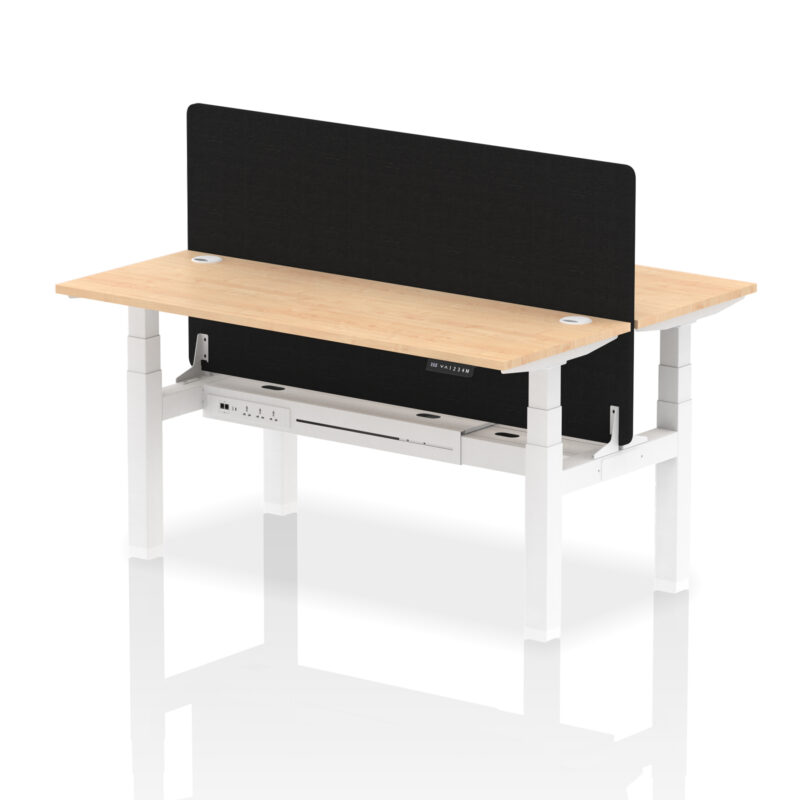 Brisk Back-to-Back Slimline Height Adjustable Bench Desk - 2 Person with Black Straight Screen - Image 54