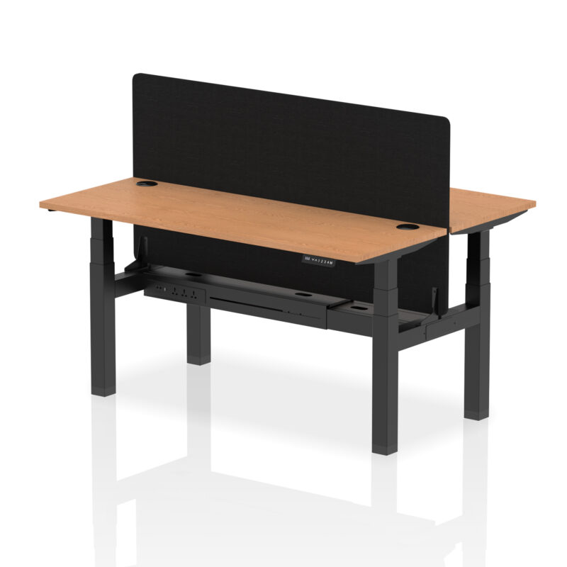 Brisk Back-to-Back Slimline Height Adjustable Bench Desk - 2 Person with Black Straight Screen - Image 55