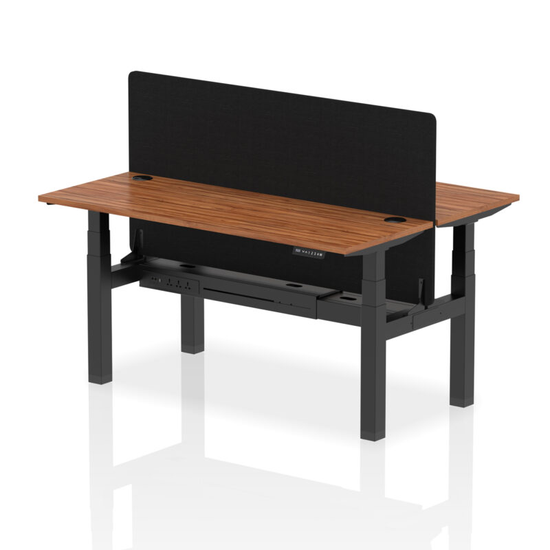 Brisk Back-to-Back Slimline Height Adjustable Bench Desk - 2 Person with Black Straight Screen - Image 58
