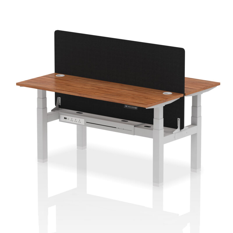 Brisk Back-to-Back Slimline Height Adjustable Bench Desk - 2 Person with Black Straight Screen - Image 59
