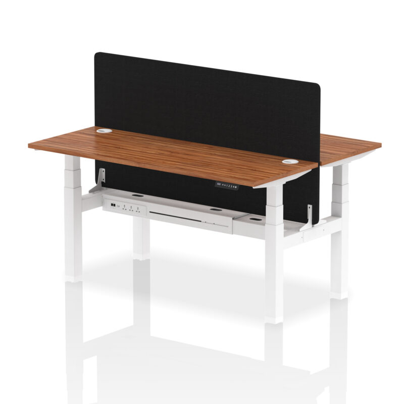 Brisk Back-to-Back Slimline Height Adjustable Bench Desk - 2 Person with Black Straight Screen - Image 60
