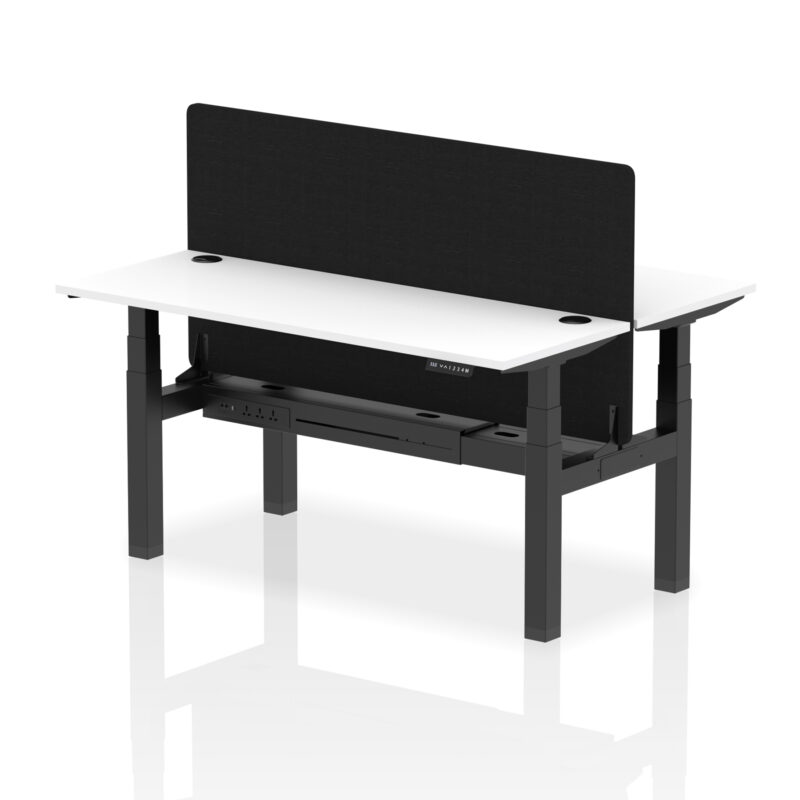 Brisk Back-to-Back Slimline Height Adjustable Bench Desk - 2 Person with Black Straight Screen - Image 61