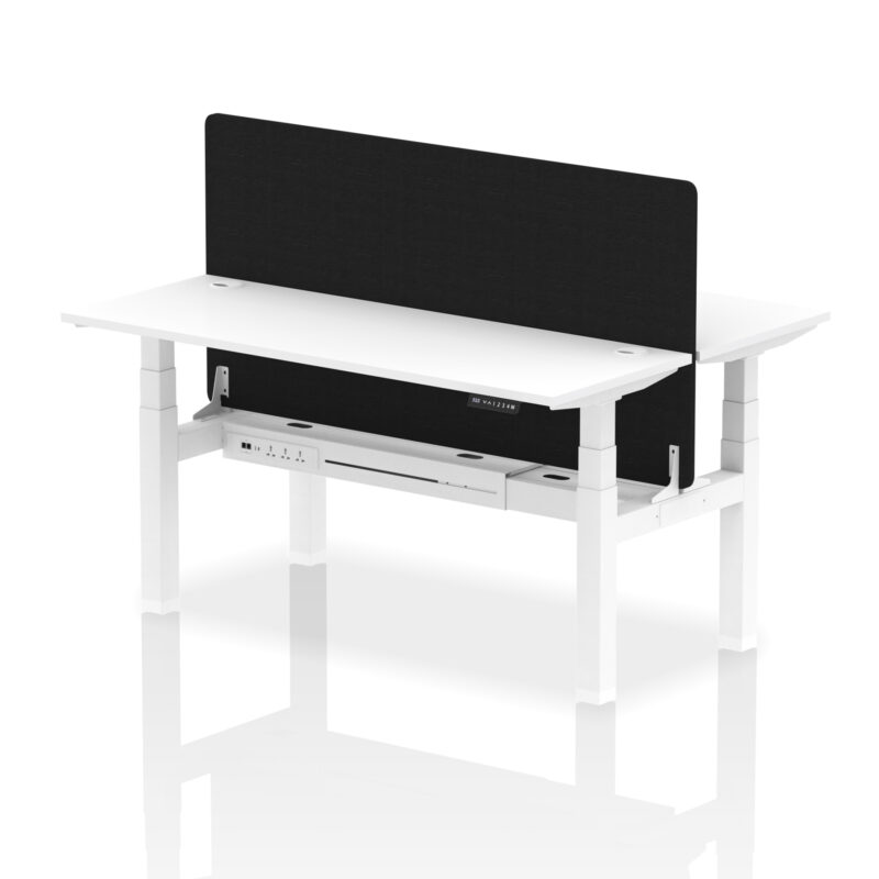 Brisk Back-to-Back Slimline Height Adjustable Bench Desk - 2 Person with Black Straight Screen - Image 63
