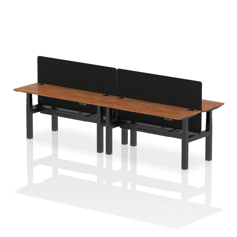 Brisk Back-to-Back Slimline Height Adjustable Bench Desk - 4 Person with Black Straight Screen - Image 58