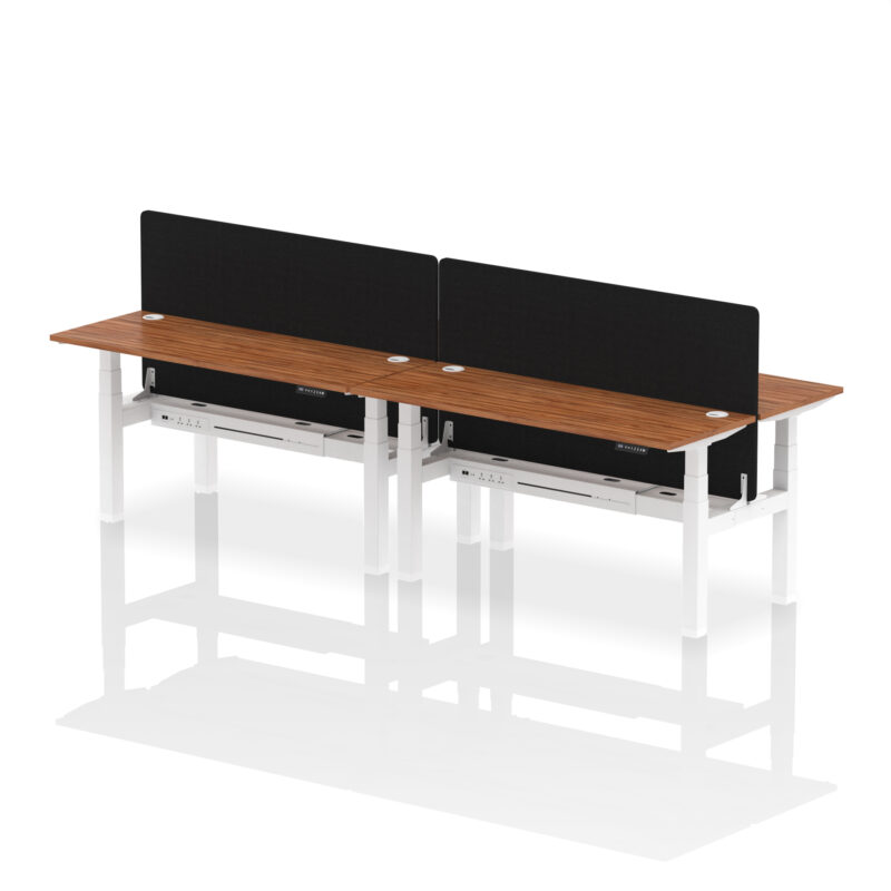 Brisk Back-to-Back Slimline Height Adjustable Bench Desk - 4 Person with Black Straight Screen - Image 60