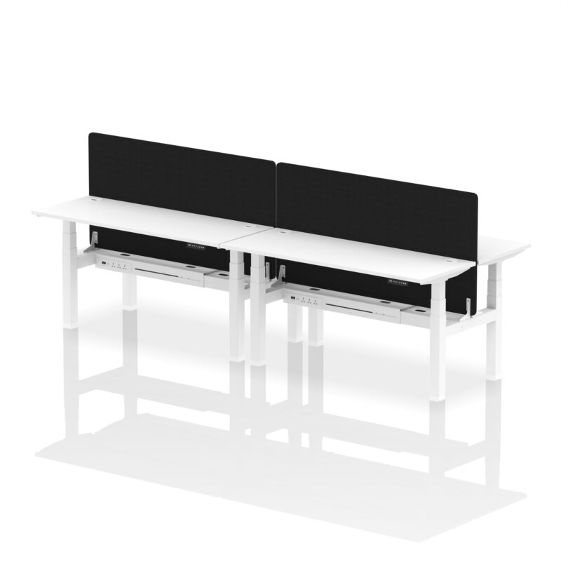 Brisk Back-to-Back Slimline Height Adjustable Bench Desk - 4 Person with Black Straight Screen - Image 63