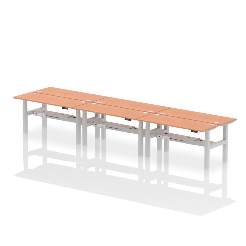 Brisk Back-to-Back Slimline Height Adjustable Bench Desk - 6 Person - Image 44