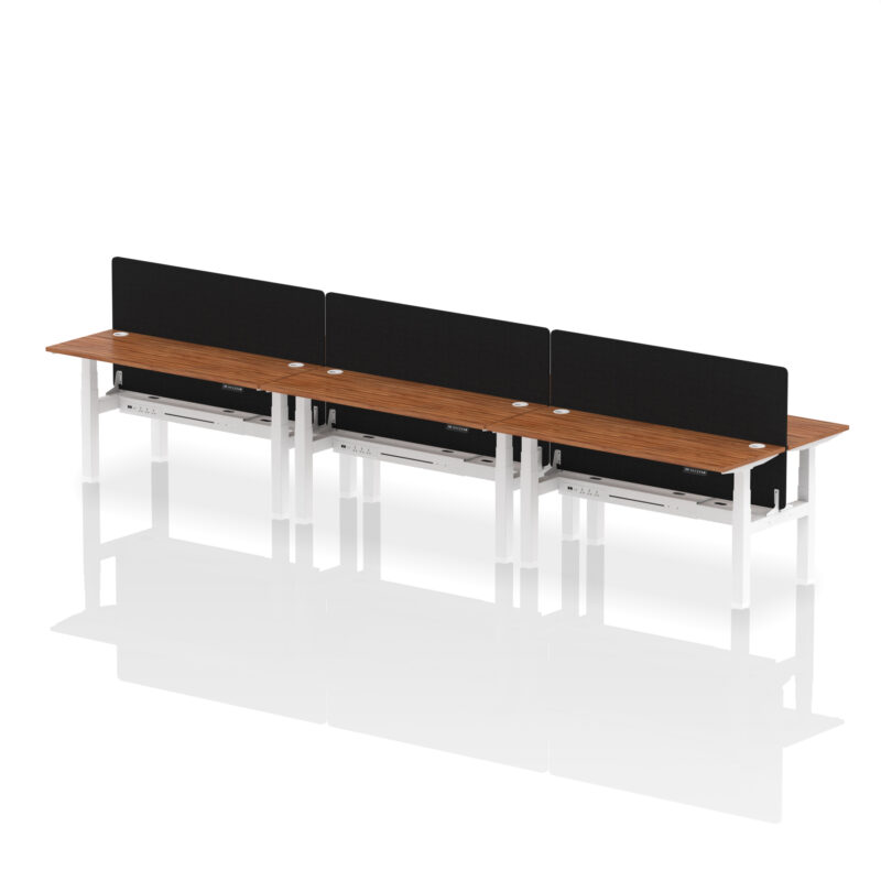 Brisk Back-to-Back Slimline Height Adjustable Bench Desk - 6 Person with Black Straight Screen - Image 60