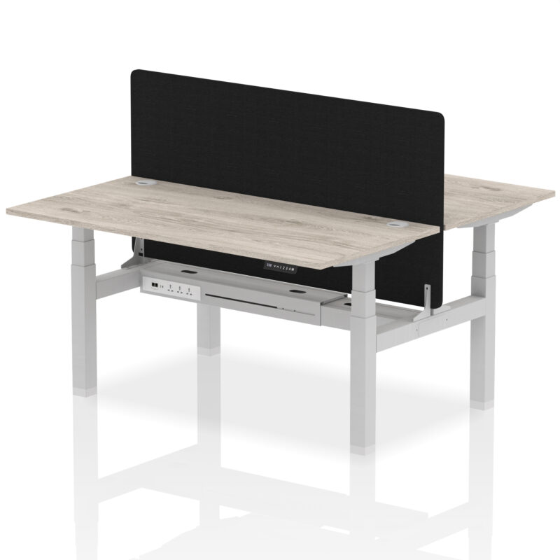 Brisk Back-to-Back Height Adjustable Bench Desk - 2 Person with Black Straight Screen - Image 50