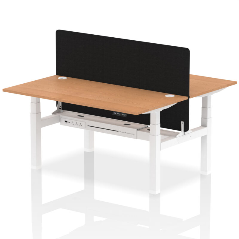 Brisk Back-to-Back Height Adjustable Bench Desk - 2 Person with Black Straight Screen - Image 57