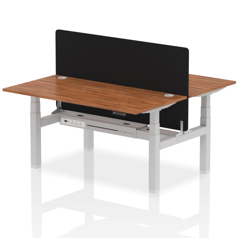 Brisk Back-to-Back Height Adjustable Bench Desk - 2 Person with Black Straight Screen - Image 59