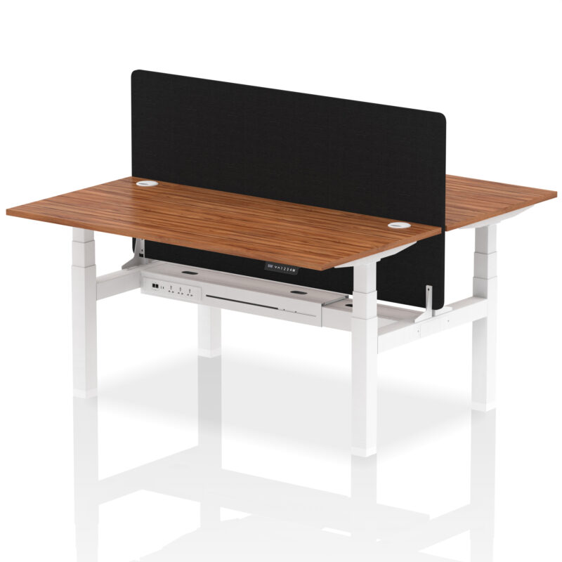 Brisk Back-to-Back Height Adjustable Bench Desk - 2 Person with Black Straight Screen - Image 60