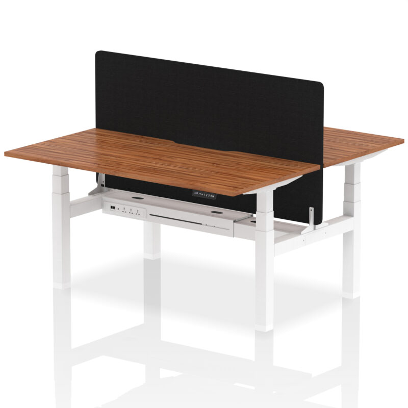 Brisk Back-to-Back Scalloped Edge Height Adjustable Bench Desk - 2 Person with Black Straight Screen - Image 51