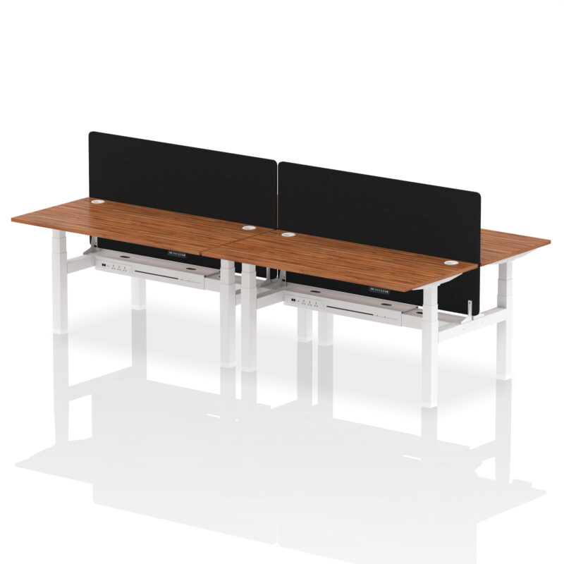 Brisk Back-to-Back Height Adjustable Bench Desk - 4 Person with Black Straight Screen - Image 60