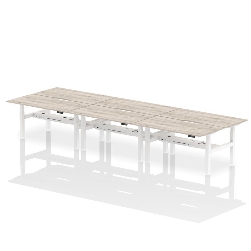 Brisk Back-to-Back Scalloped Edge Height Adjustable Bench Desk - 6 Person - Image 42
