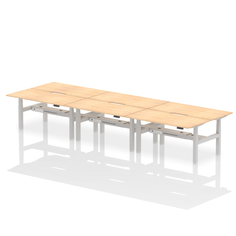 Brisk Back-to-Back Scalloped Edge Height Adjustable Bench Desk - 6 Person - Image 44