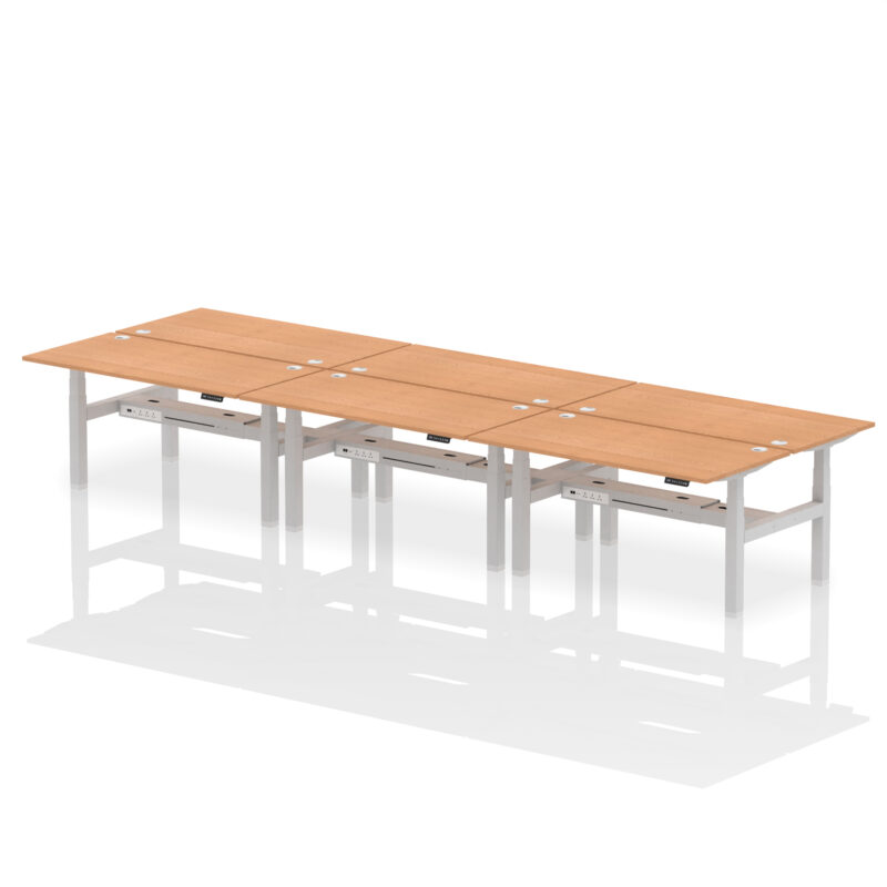 Brisk Back-to-Back Height Adjustable Bench Desk - 6 Person - Image 56