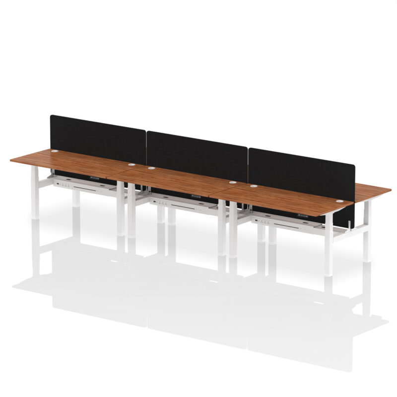 Brisk Back-to-Back Height Adjustable Bench Desk - 6 Person with Black Straight Screen - Image 60