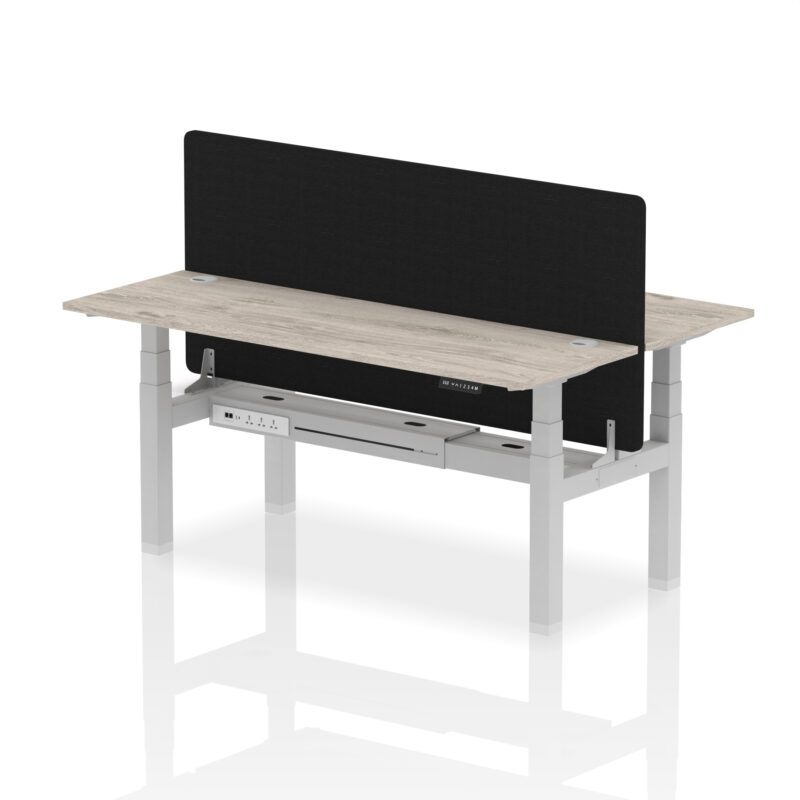 Brisk Back-to-Back Slimline Height Adjustable Bench Desk - 2 Person with Black Straight Screen - Image 71