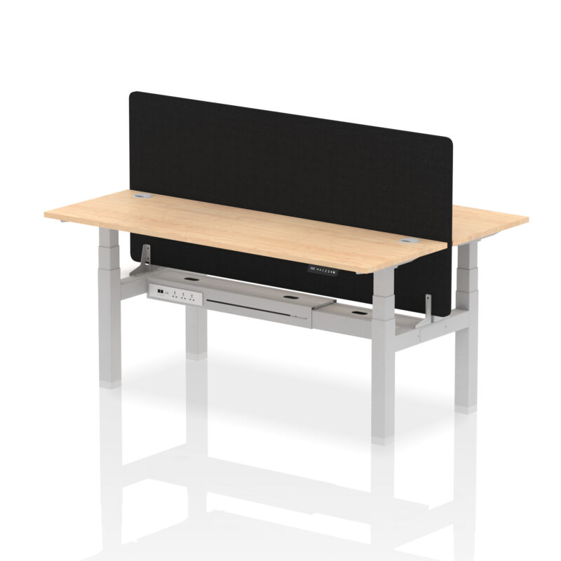 Brisk Back-to-Back Slimline Height Adjustable Bench Desk - 2 Person with Black Straight Screen - Image 74