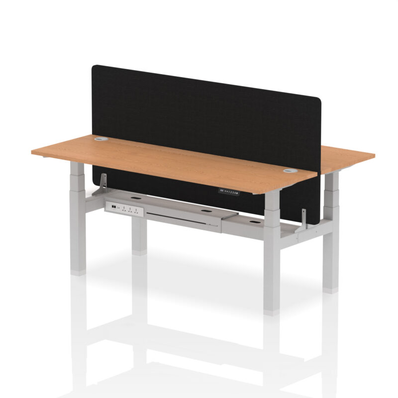 Brisk Back-to-Back Slimline Height Adjustable Bench Desk - 2 Person with Black Straight Screen - Image 77
