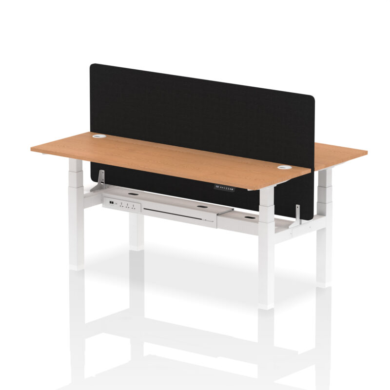 Brisk Back-to-Back Slimline Height Adjustable Bench Desk - 2 Person with Black Straight Screen - Image 78