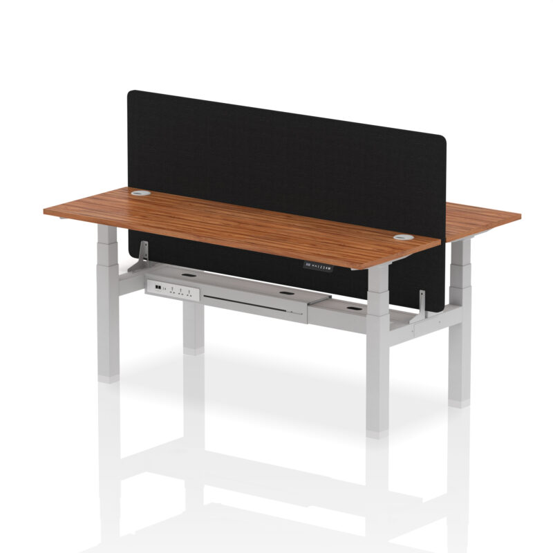 Brisk Back-to-Back Slimline Height Adjustable Bench Desk - 2 Person with Black Straight Screen - Image 80