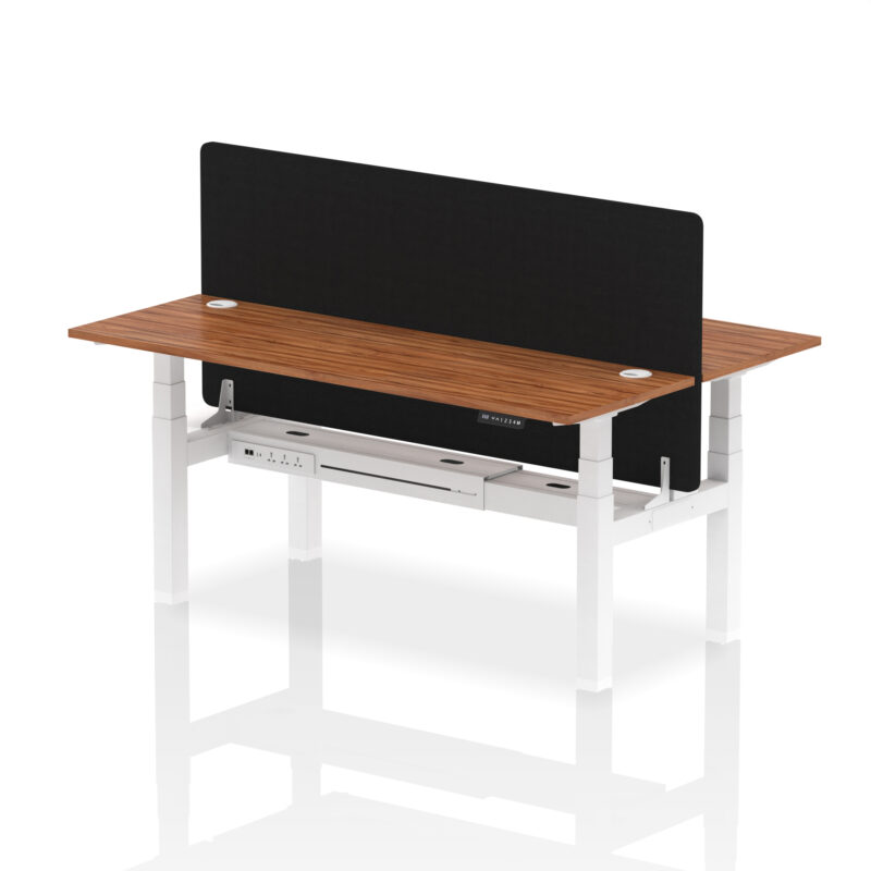 Brisk Back-to-Back Slimline Height Adjustable Bench Desk - 2 Person with Black Straight Screen - Image 81