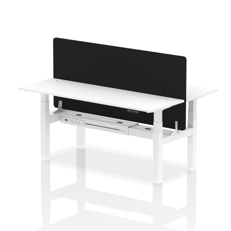 Brisk Back-to-Back Slimline Height Adjustable Bench Desk - 2 Person with Black Straight Screen - Image 84