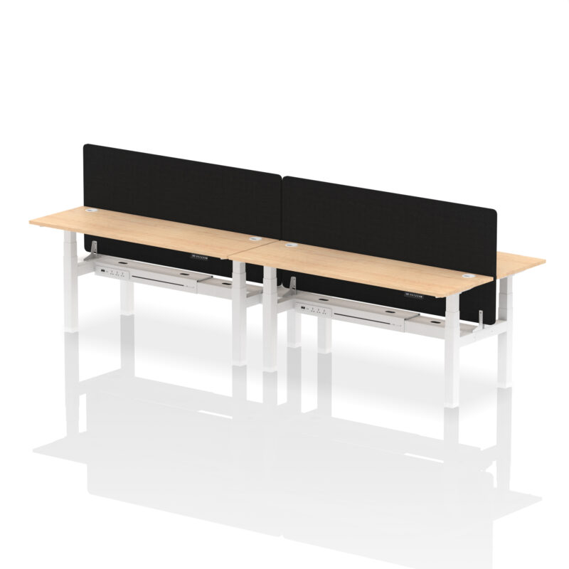 Brisk Back-to-Back Slimline Height Adjustable Bench Desk - 4 Person with Black Straight Screen - Image 75