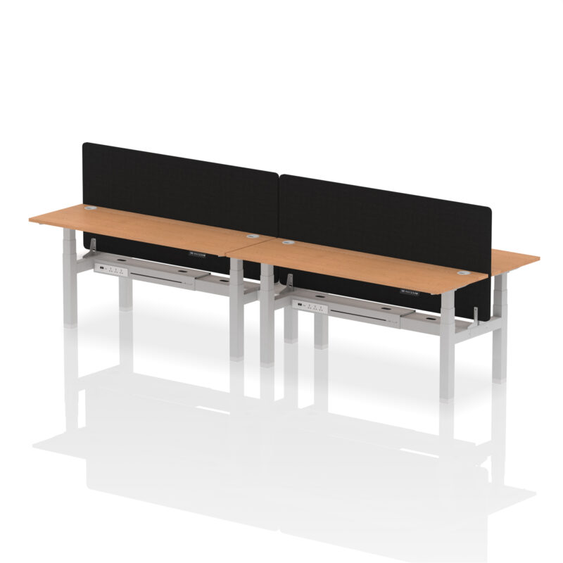 Brisk Back-to-Back Slimline Height Adjustable Bench Desk - 4 Person with Black Straight Screen - Image 77