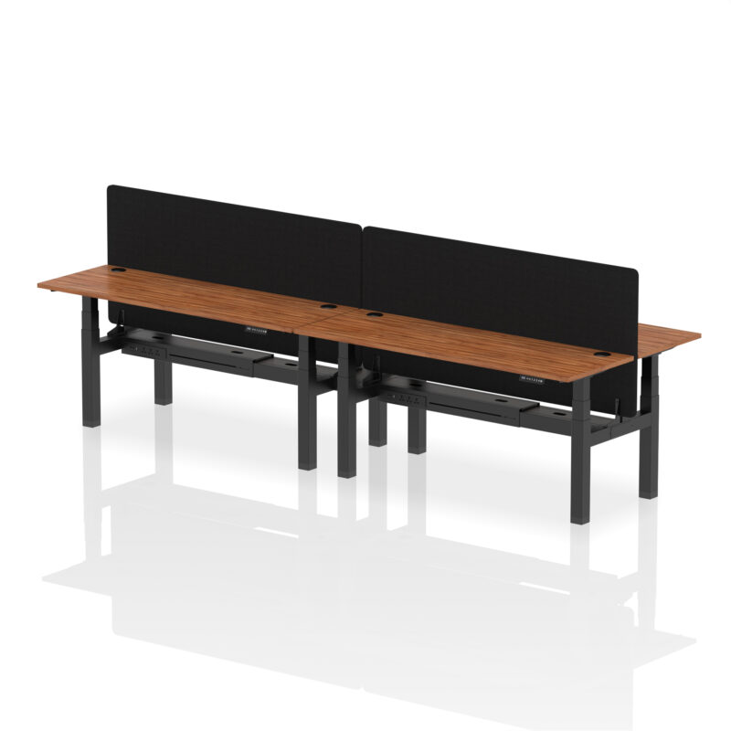 Brisk Back-to-Back Slimline Height Adjustable Bench Desk - 4 Person with Black Straight Screen - Image 79