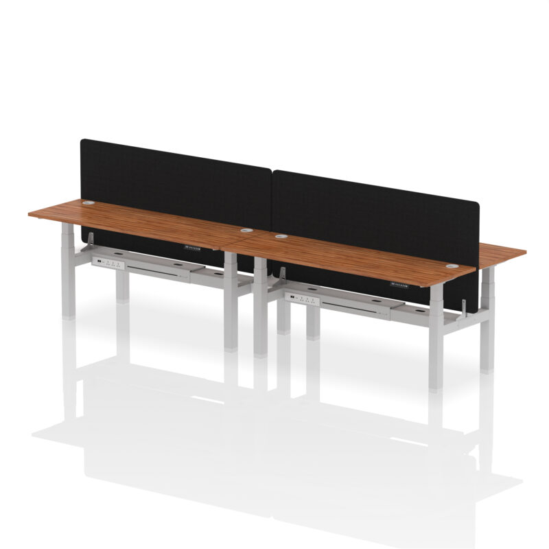 Brisk Back-to-Back Slimline Height Adjustable Bench Desk - 4 Person with Black Straight Screen - Image 80