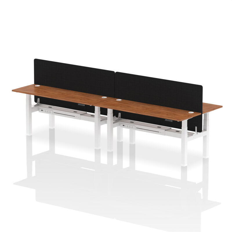 Brisk Back-to-Back Slimline Height Adjustable Bench Desk - 4 Person with Black Straight Screen - Image 81